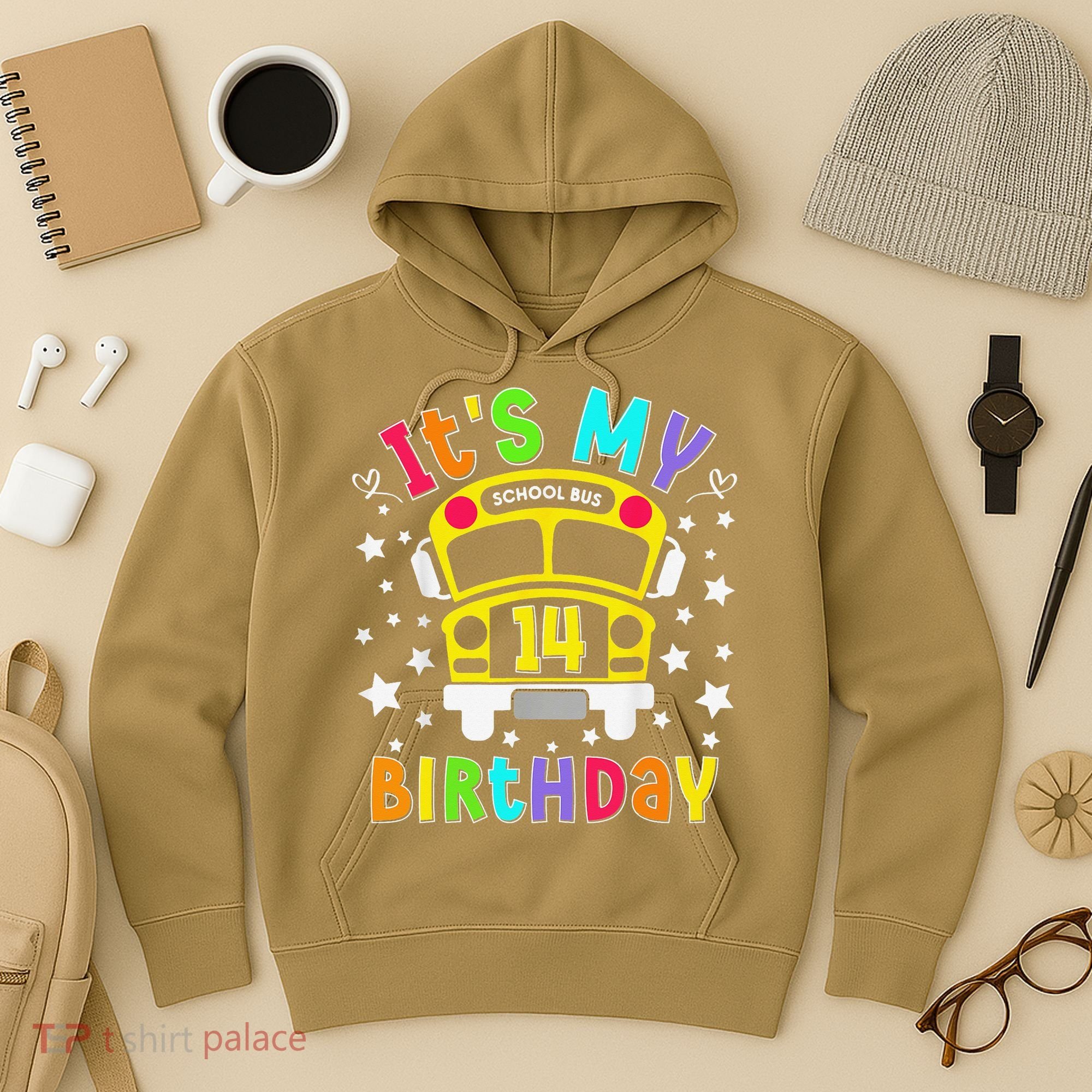 Funny School 14th Birthday Party School Bus Teacher Student Hoodie