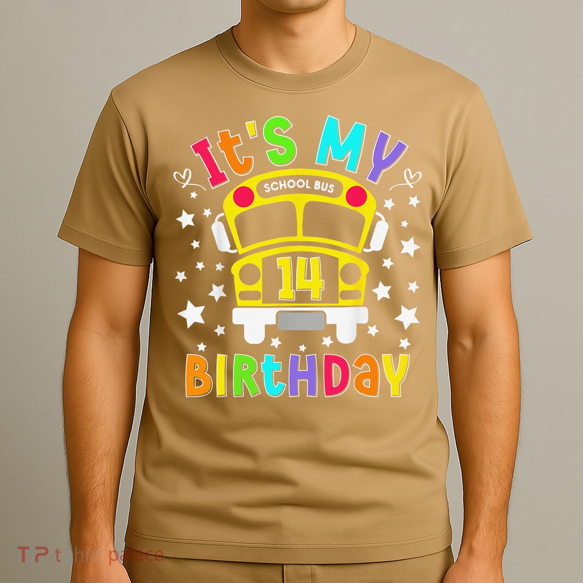 Funny School 14th Birthday Party School Bus Teacher Student T-Shirt
