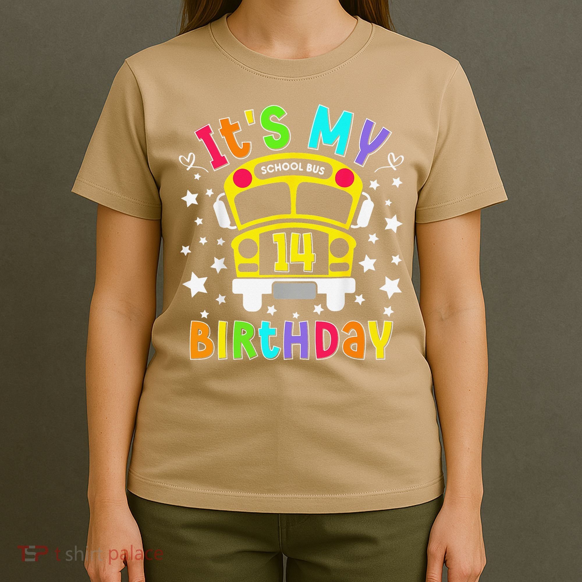 Funny School 14th Birthday Party School Bus Teacher Student T-Shirt