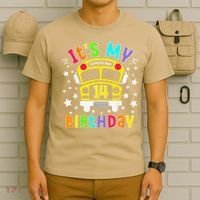 Funny School 14th Birthday Party School Bus Teacher Student T-Shirt thumb 6