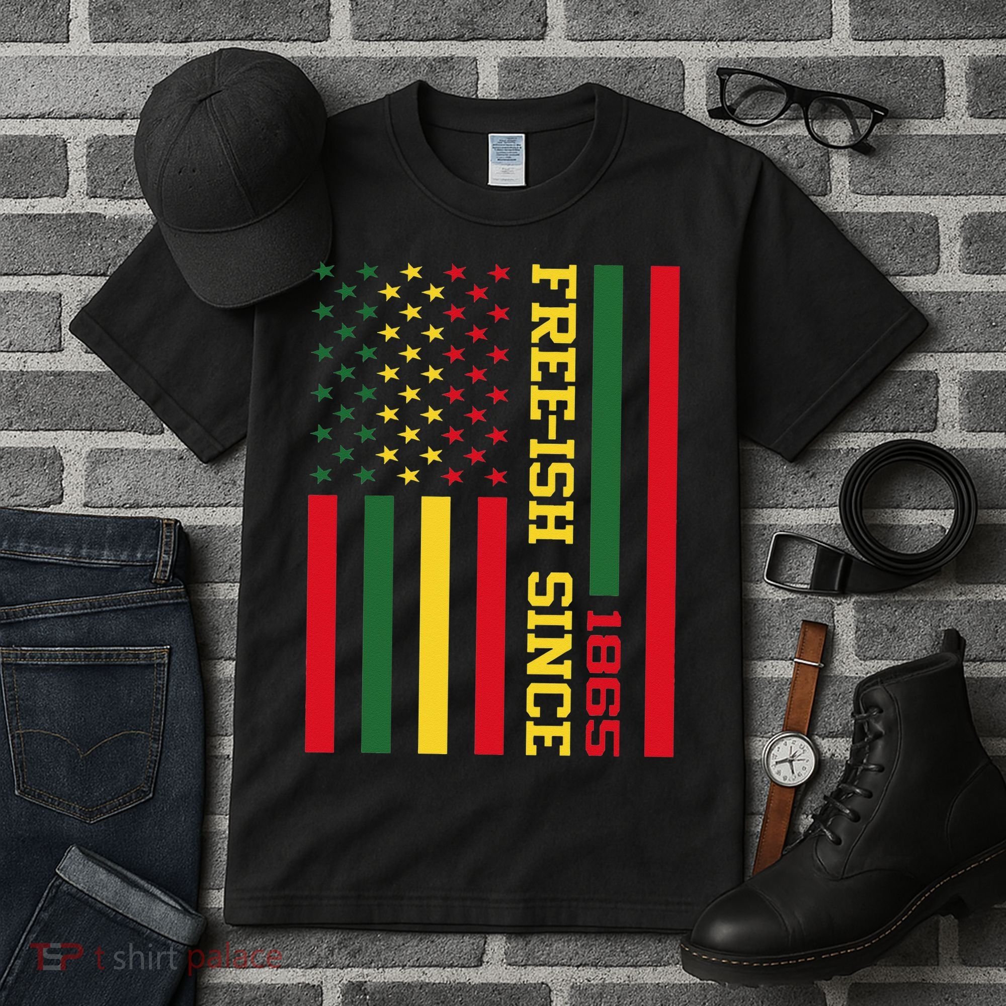 Freeish Since 1865 Juneteenth Black History Flag African Tall T-Shirt
