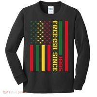Freeish Since 1865 Juneteenth Black History Flag African Kids Long Sleeve Shirt thumb 0