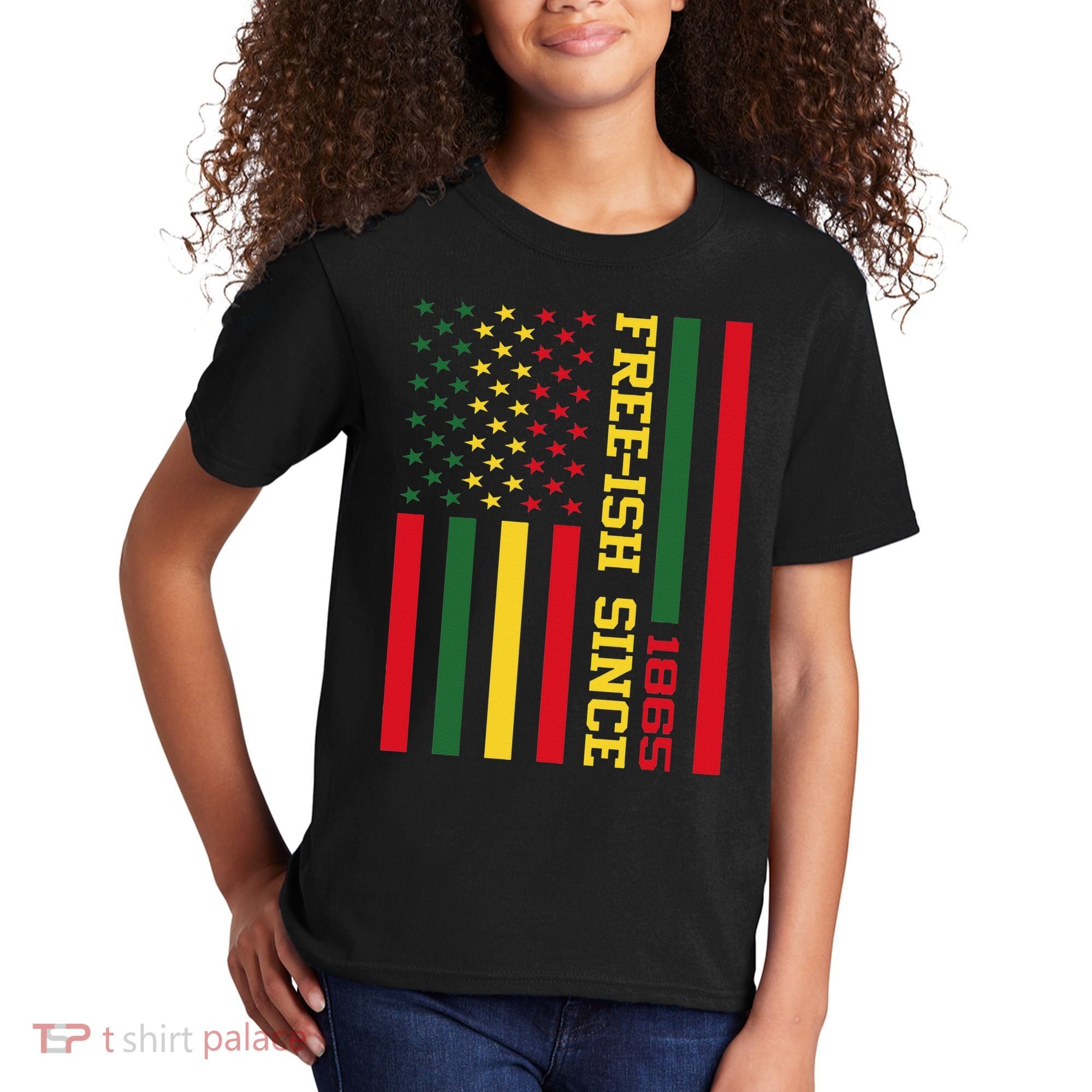 Freeish Since 1865 Juneteenth Black History Flag African Kids T-Shirt