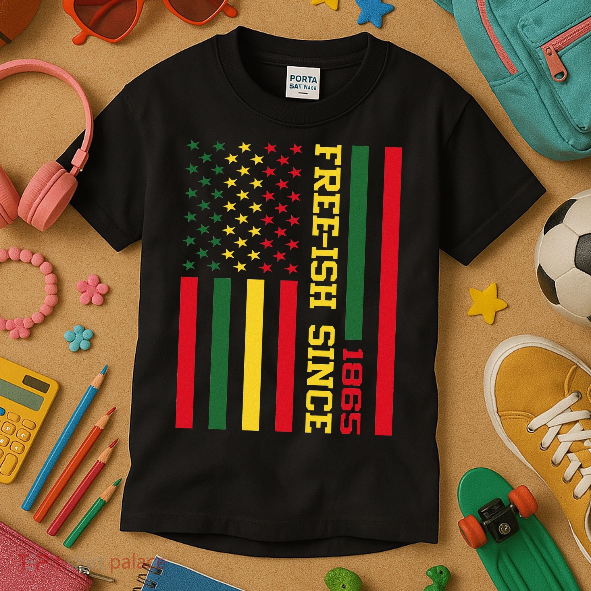 Freeish Since 1865 Juneteenth Black History Flag African Kids T-Shirt