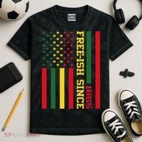 Freeish Since 1865 Juneteenth Black History Flag African Kids Tie-Dye T-Shirt thumb 2