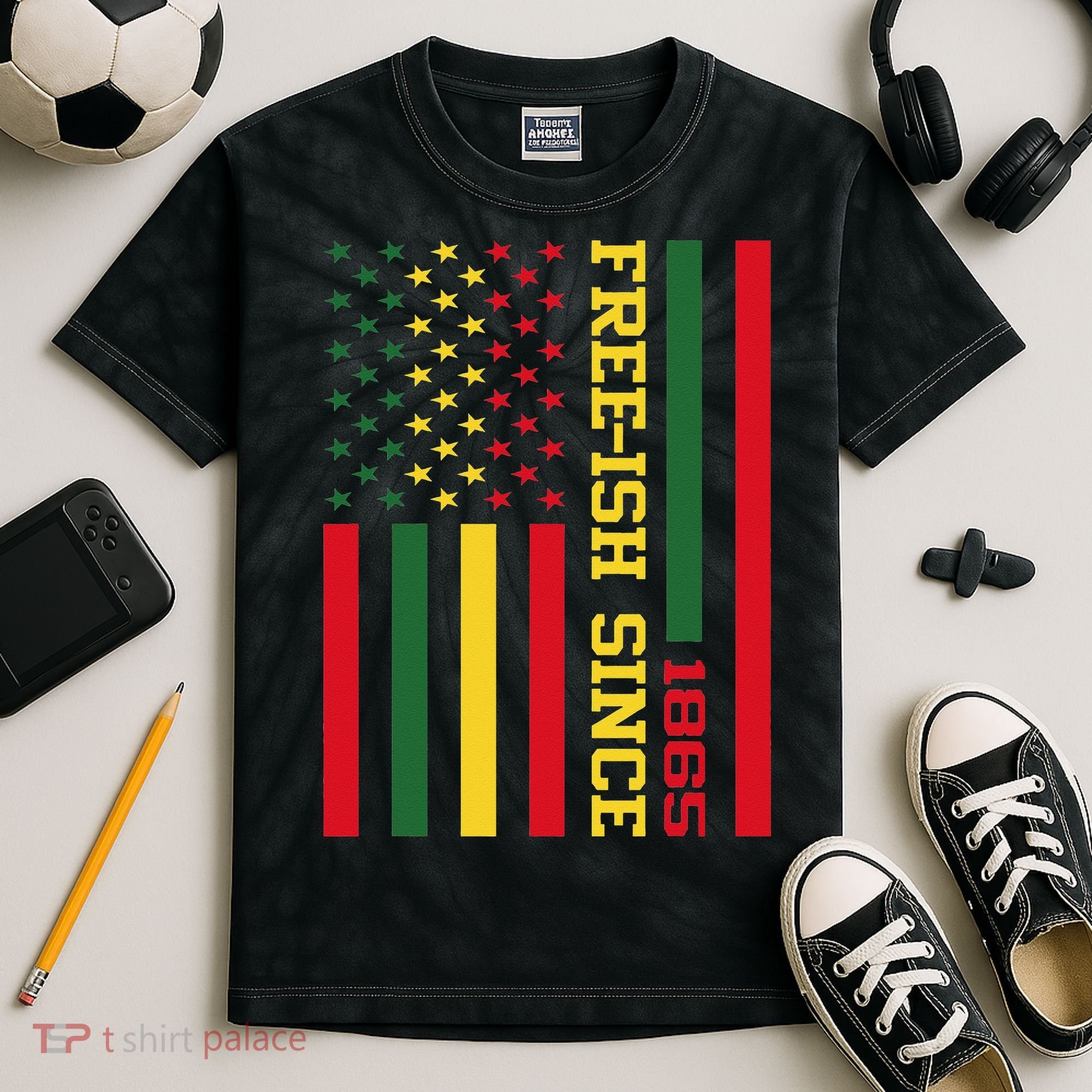 Freeish Since 1865 Juneteenth Black History Flag African Kids Tie-Dye T-Shirt