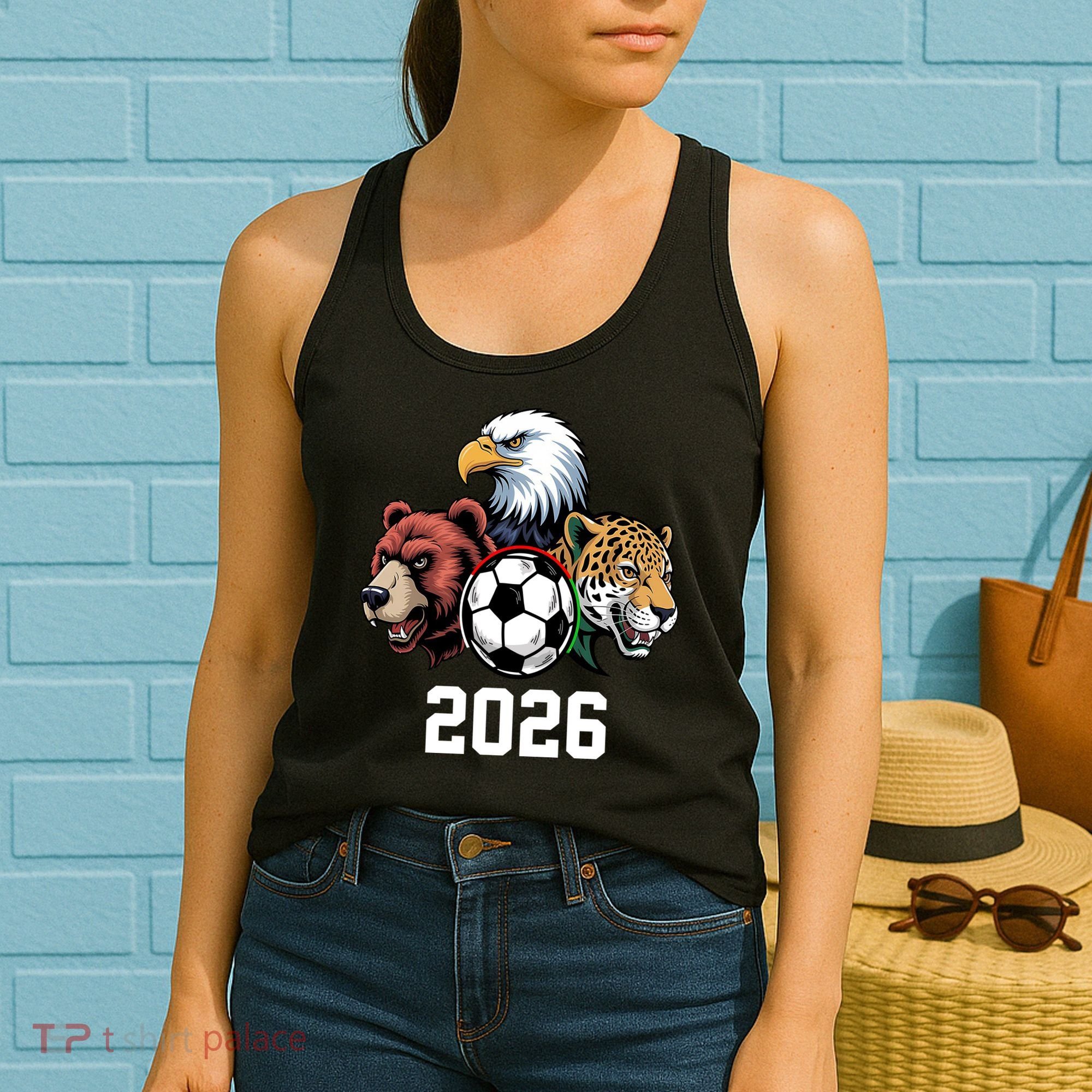 Football Soccer 2026 Mascots USA Canada Mexico Fan Women's Tank Top
