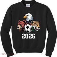 Football Soccer 2026 Mascots USA Canada Mexico Fan Kids Sweatshirt thumb 0