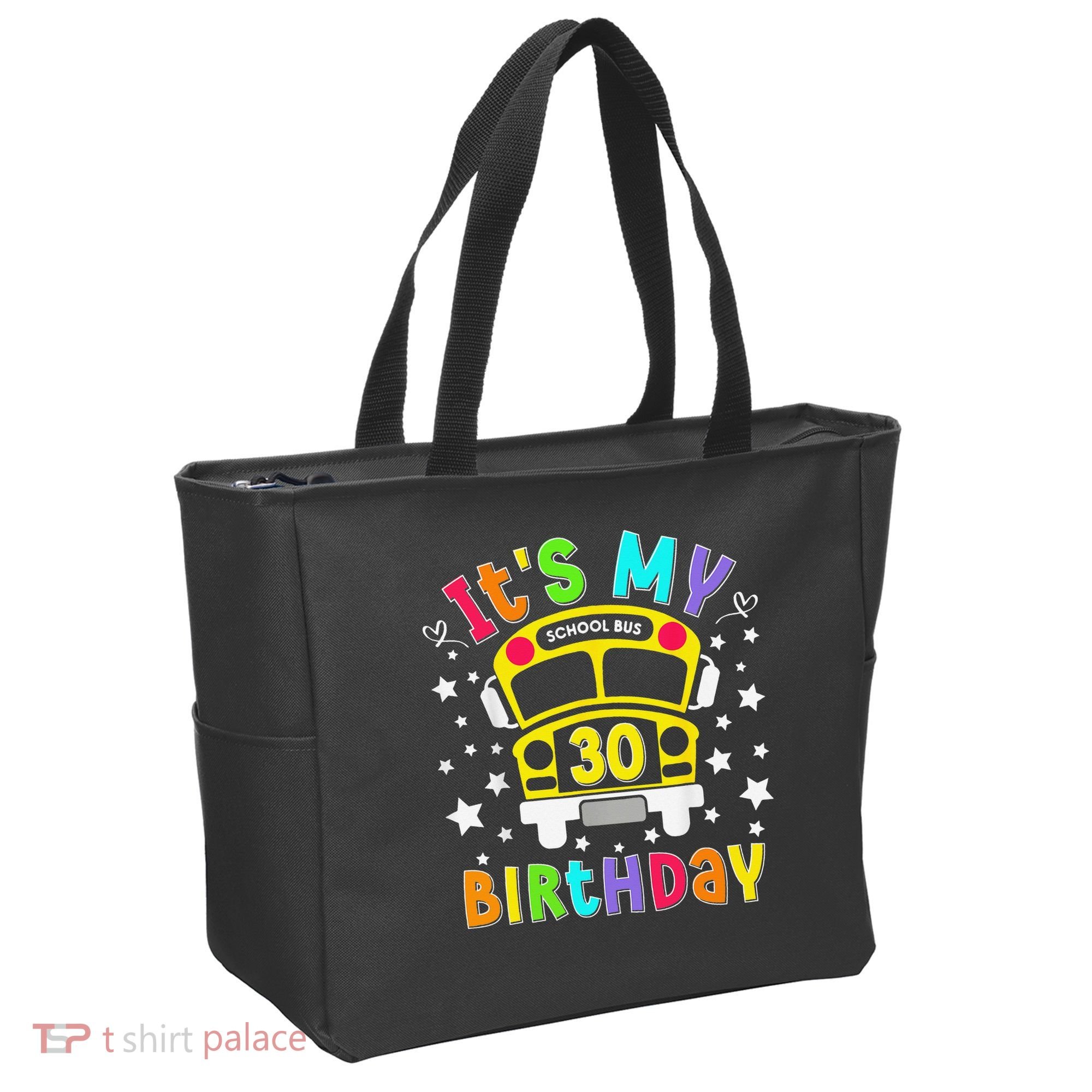 Funny School 30th Birthday Party School Bus Teacher Student Tote Bag