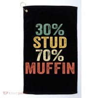 Funny Sarcastic 30% Stud 70% Muffin Retro Dad Father Figure Gift Golf Towel thumb 0