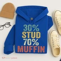 Funny Sarcastic 30% Stud 70% Muffin Retro Dad Father Figure Gift Hoodie thumb 4