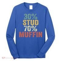 Funny Sarcastic 30% Stud 70% Muffin Retro Dad Father Figure Gift Long Sleeve Shirt thumb 0