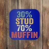 Funny Sarcastic 30% Stud 70% Muffin Retro Dad Father Figure Gift Coaster thumb 0
