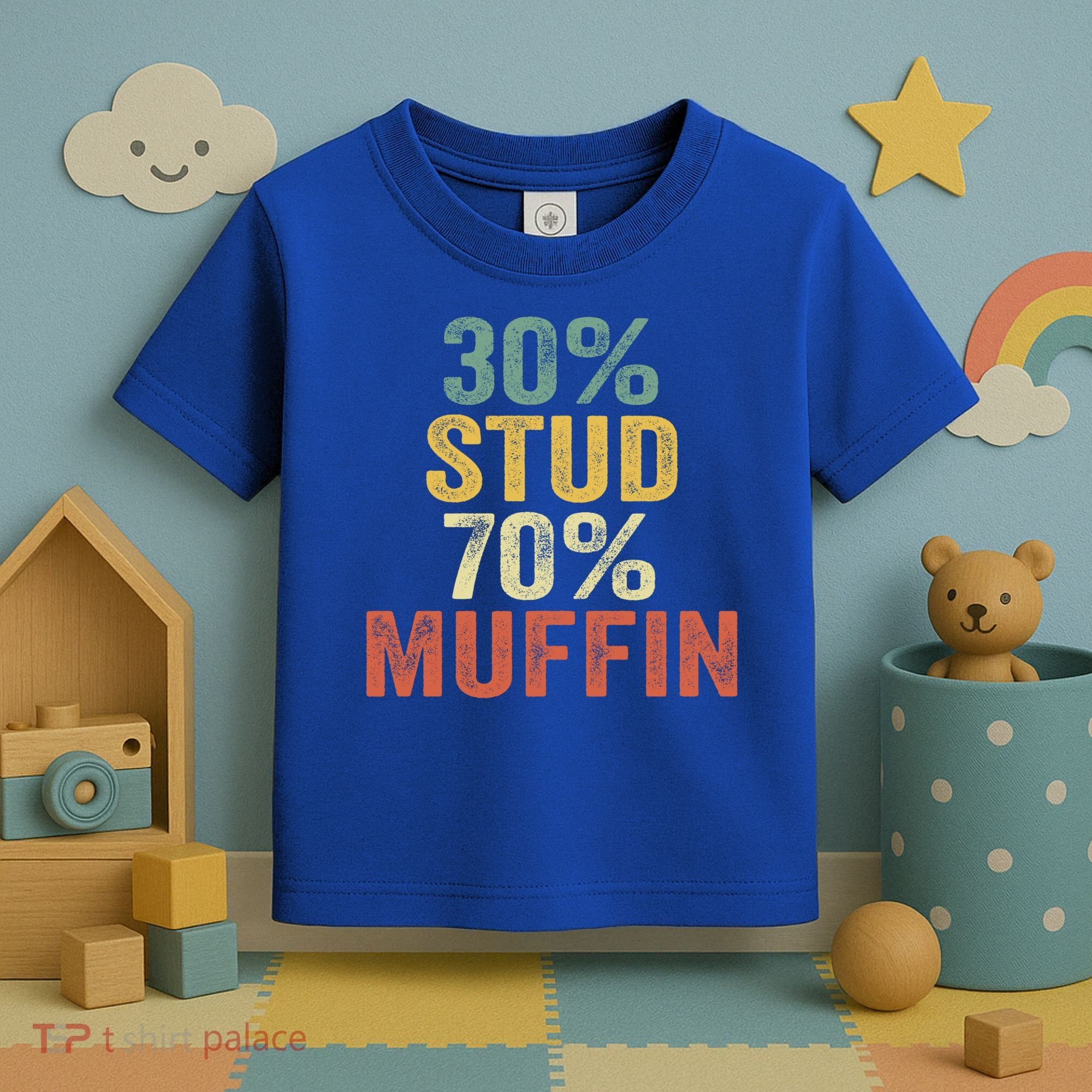 Funny Sarcastic 30% Stud 70% Muffin Retro Dad Father Figure Gift Toddler T-Shirt