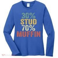 Funny Sarcastic 30% Stud 70% Muffin Retro Dad Father Figure Gift Women's Long Sleeve Shirt thumb 0