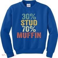 Funny Sarcastic 30% Stud 70% Muffin Retro Dad Father Figure Gift Kids Sweatshirt thumb 0