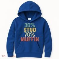 Funny Sarcastic 30% Stud 70% Muffin Retro Dad Father Figure Gift Kids Hoodie thumb 0