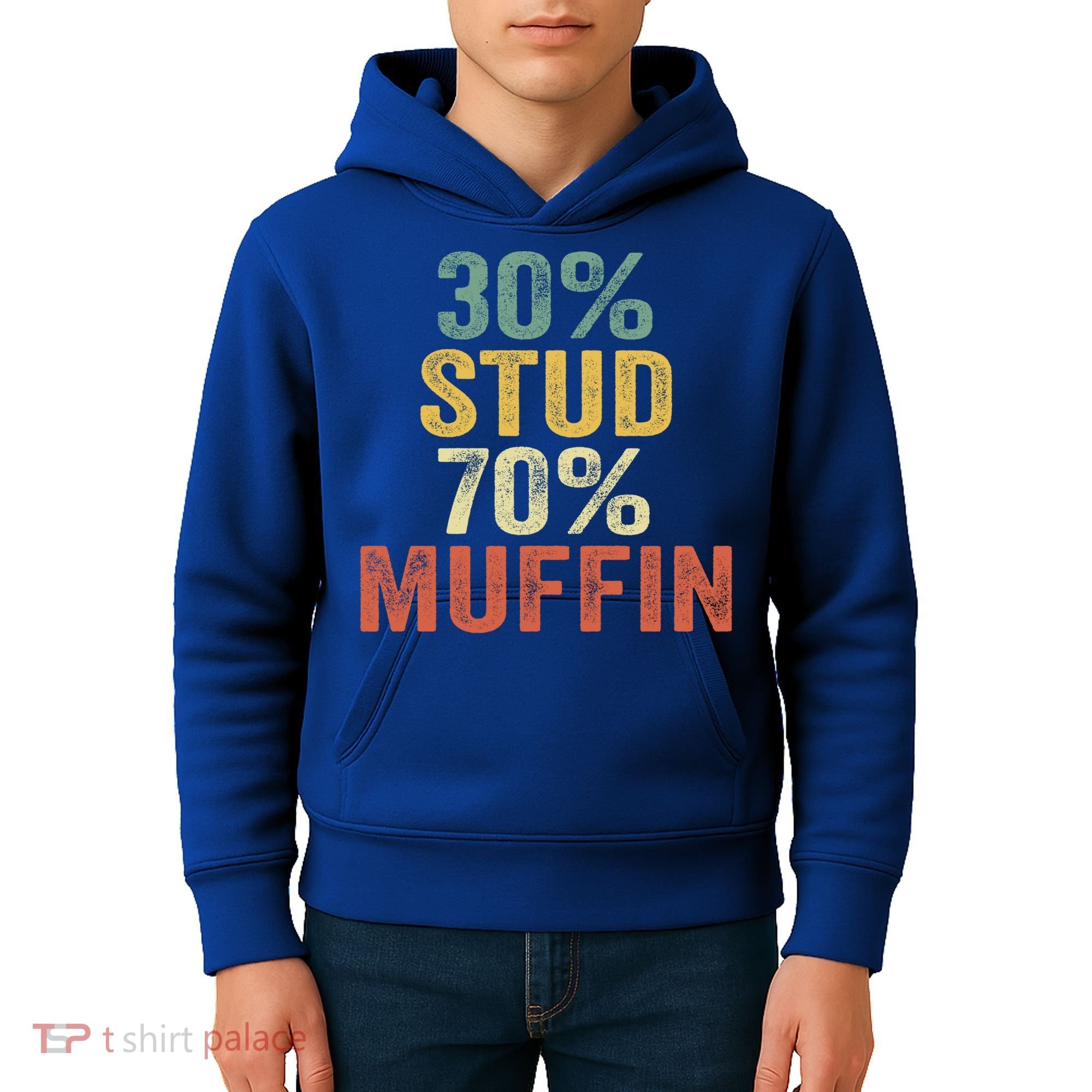 Funny Sarcastic 30% Stud 70% Muffin Retro Dad Father Figure Gift Kids Hoodie