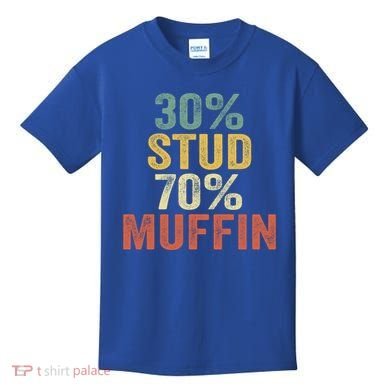 Funny Sarcastic 30% Stud 70% Muffin Retro Dad Father Figure Gift Kids T-Shirt
