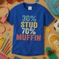 Funny Sarcastic 30% Stud 70% Muffin Retro Dad Father Figure Gift Kids T-Shirt thumb 3