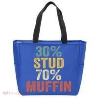 Funny Sarcastic 30% Stud 70% Muffin Retro Dad Father Figure Gift Tote Bag thumb 0