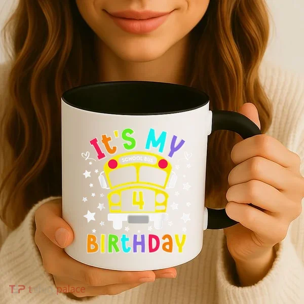 Funny School 4th Birthday Party School Bus Teacher Student Coffee Mug