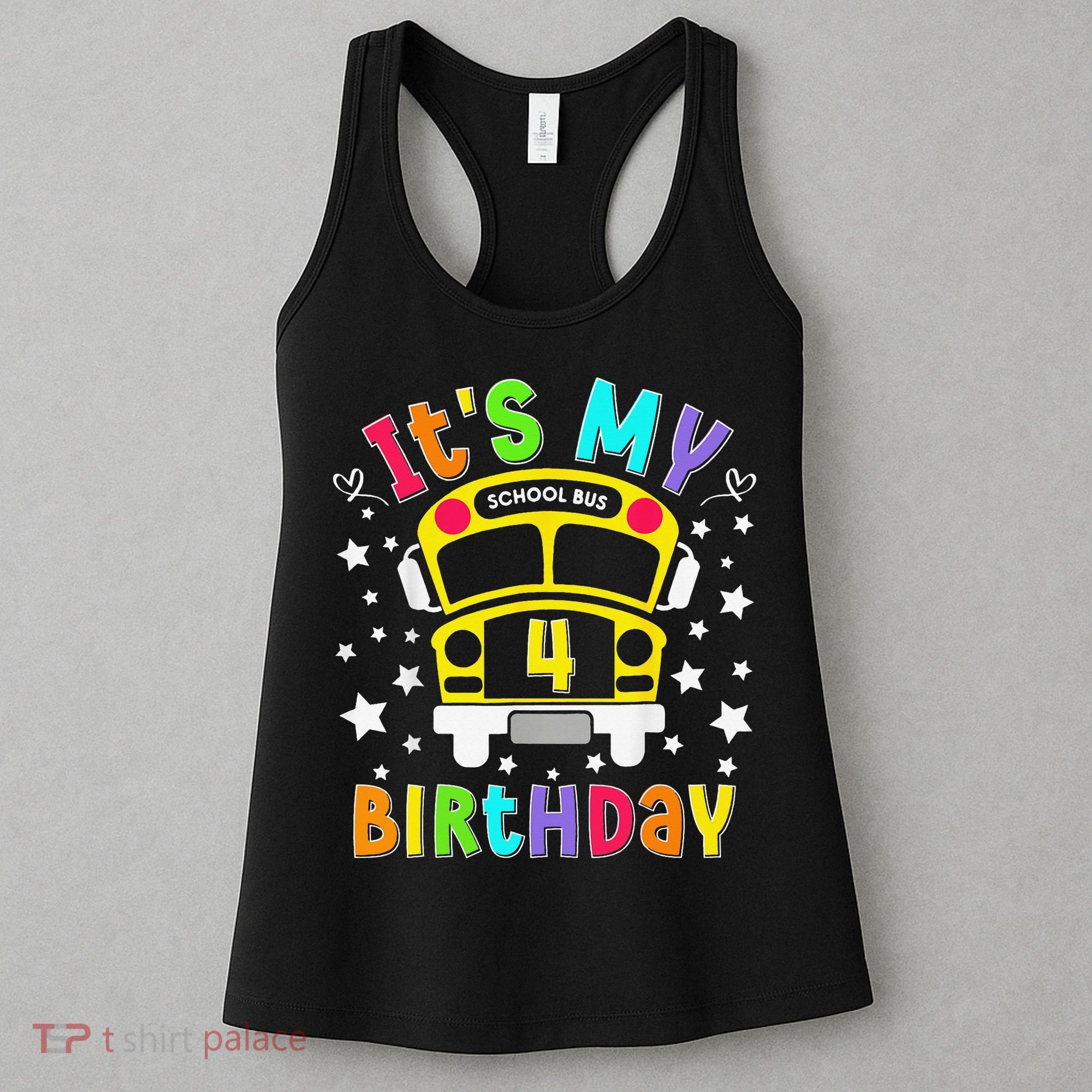 Funny School 4th Birthday Party School Bus Teacher Student Women's Tank Top