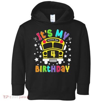 Funny School 4th Birthday Party School Bus Teacher Student Toddler Hoodie