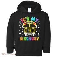 Funny School 4th Birthday Party School Bus Teacher Student Toddler Hoodie thumb 0