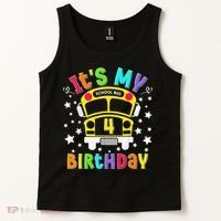 Funny School 4th Birthday Party School Bus Teacher Student Tank Top thumb 2