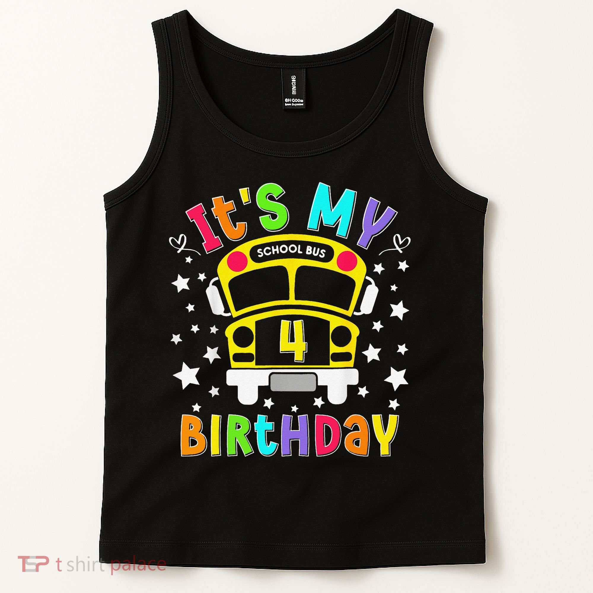 Funny School 4th Birthday Party School Bus Teacher Student Tank Top
