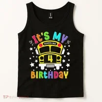 Funny School 4th Birthday Party School Bus Teacher Student Tank Top thumb 2