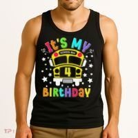 Funny School 4th Birthday Party School Bus Teacher Student Tank Top thumb 3