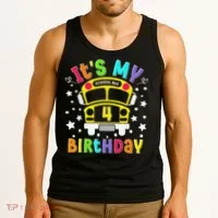 Funny School 4th Birthday Party School Bus Teacher Student Tank Top thumb 3