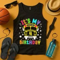 Funny School 4th Birthday Party School Bus Teacher Student Tank Top thumb 4