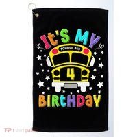 Funny School 4th Birthday Party School Bus Teacher Student Golf Towel thumb 0