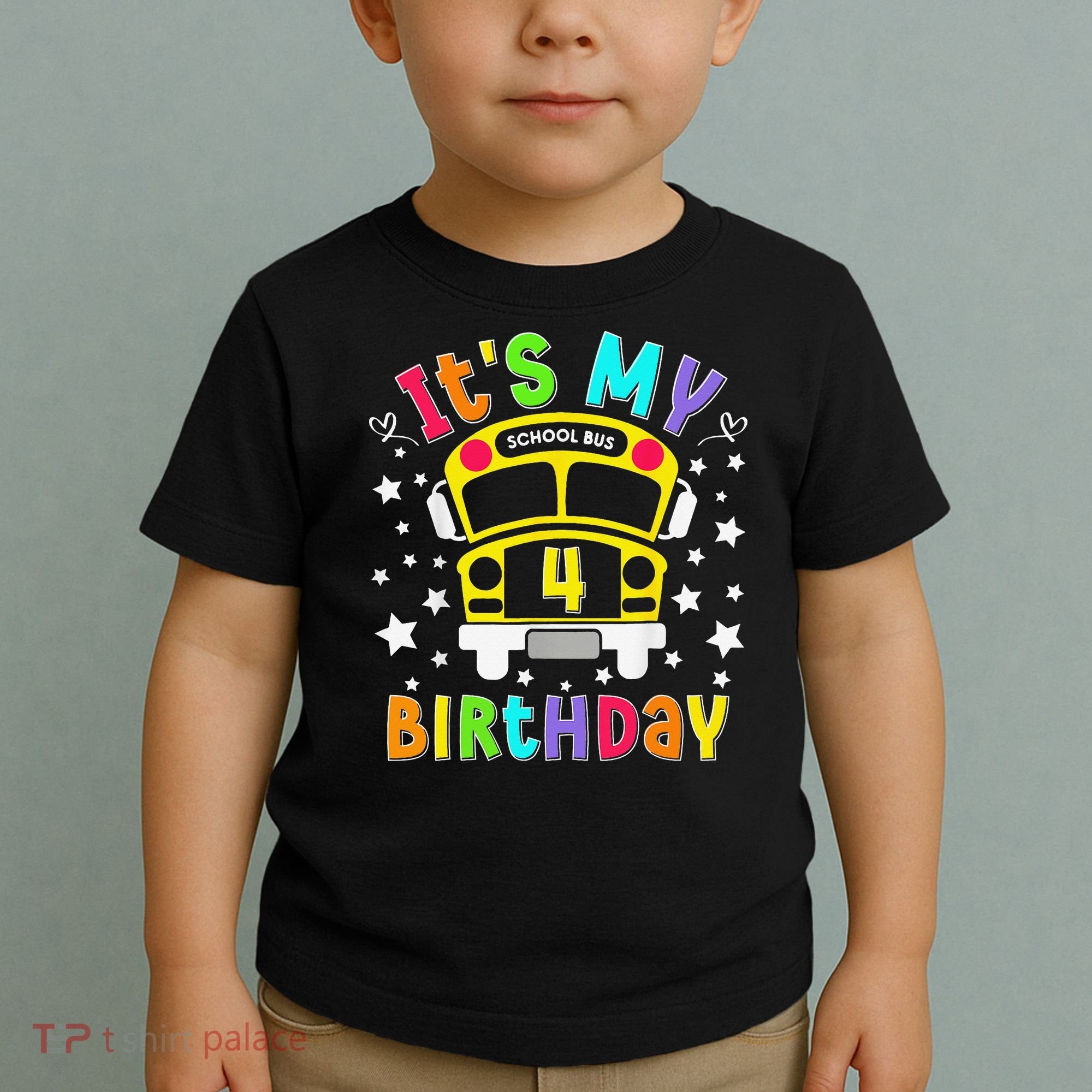 Funny School 4th Birthday Party School Bus Teacher Student Toddler T-Shirt