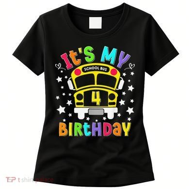 Funny School 4th Birthday Party School Bus Teacher Student Women's T-Shirt