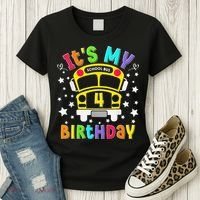 Funny School 4th Birthday Party School Bus Teacher Student Women's T-Shirt thumb 3