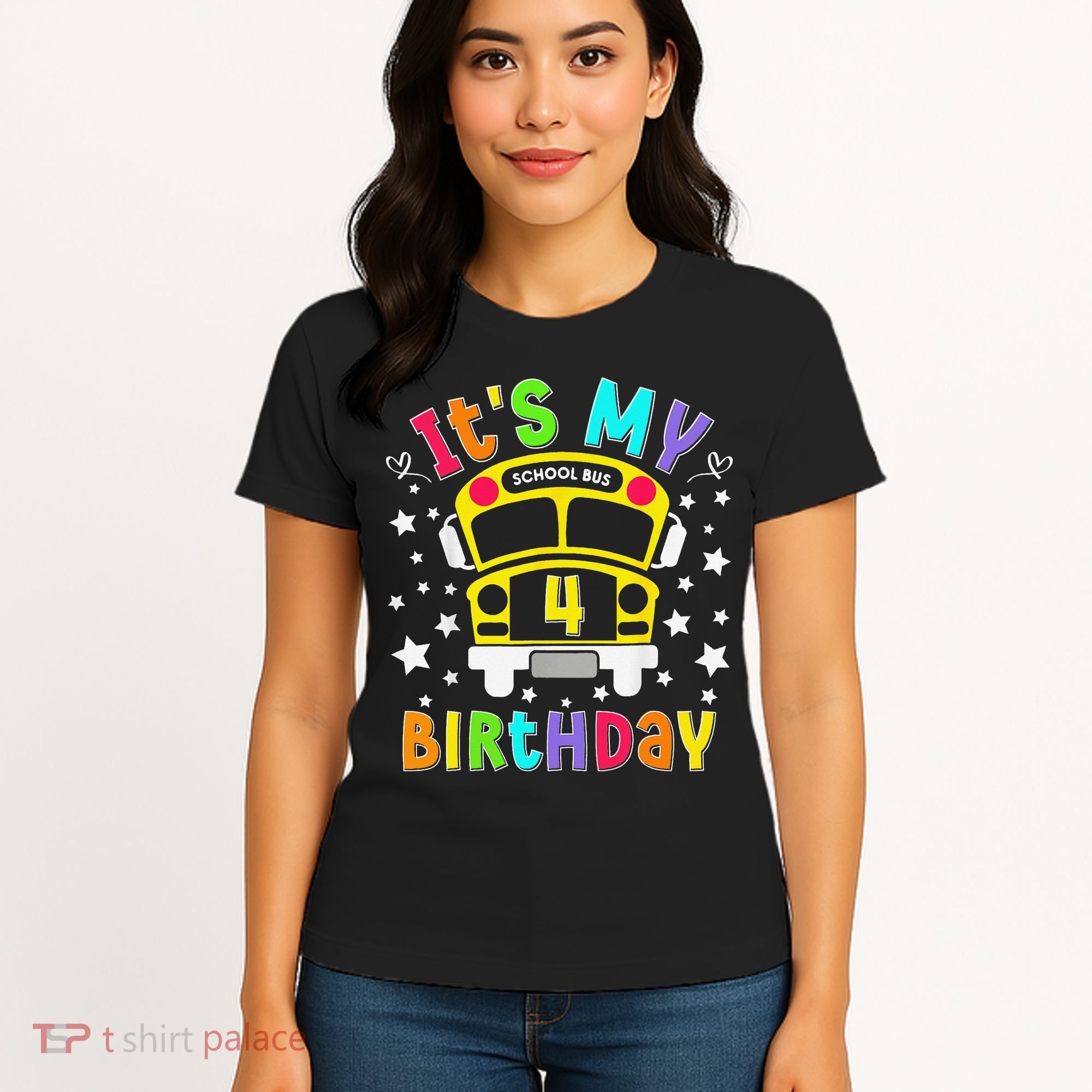 Funny School 4th Birthday Party School Bus Teacher Student Women's T-Shirt