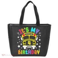 Funny School 4th Birthday Party School Bus Teacher Student Tote Bag thumb 0