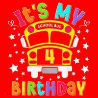 Funny School 4th Birthday Party School Bus Teacher Student Santa Hat thumb 1