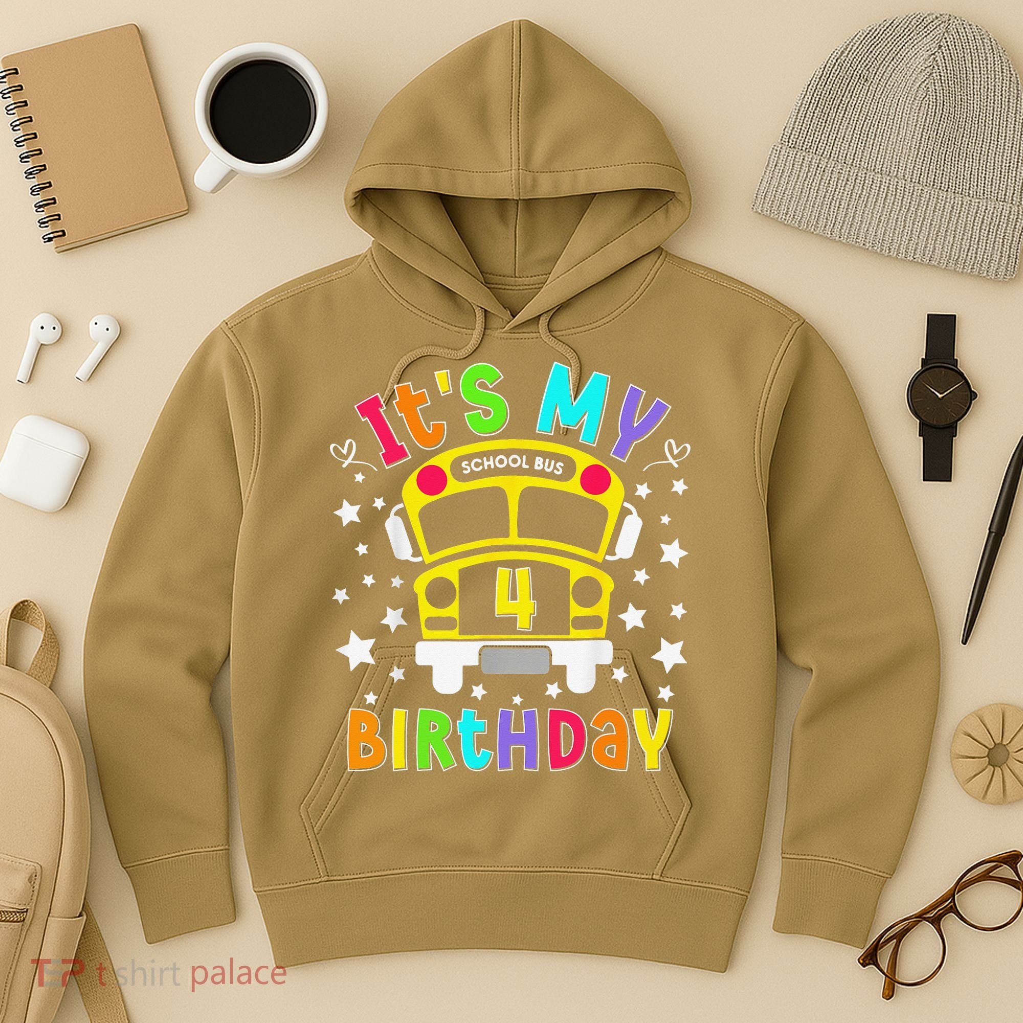 Funny School 4th Birthday Party School Bus Teacher Student Hoodie