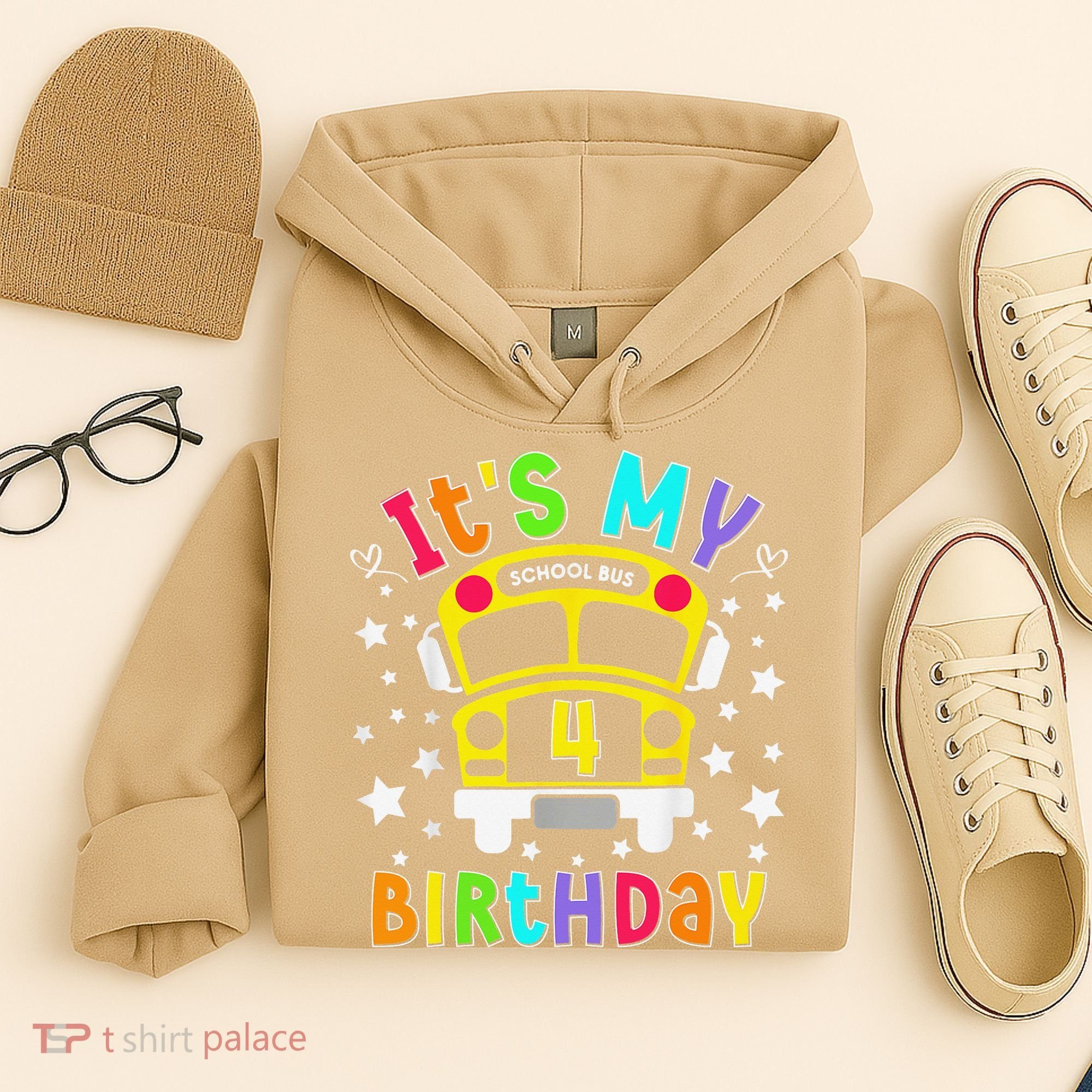 Funny School 4th Birthday Party School Bus Teacher Student Hoodie