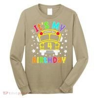 Funny School 4th Birthday Party School Bus Teacher Student Long Sleeve Shirt thumb 0