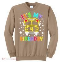 Funny School 4th Birthday Party School Bus Teacher Student Sweatshirt thumb 0