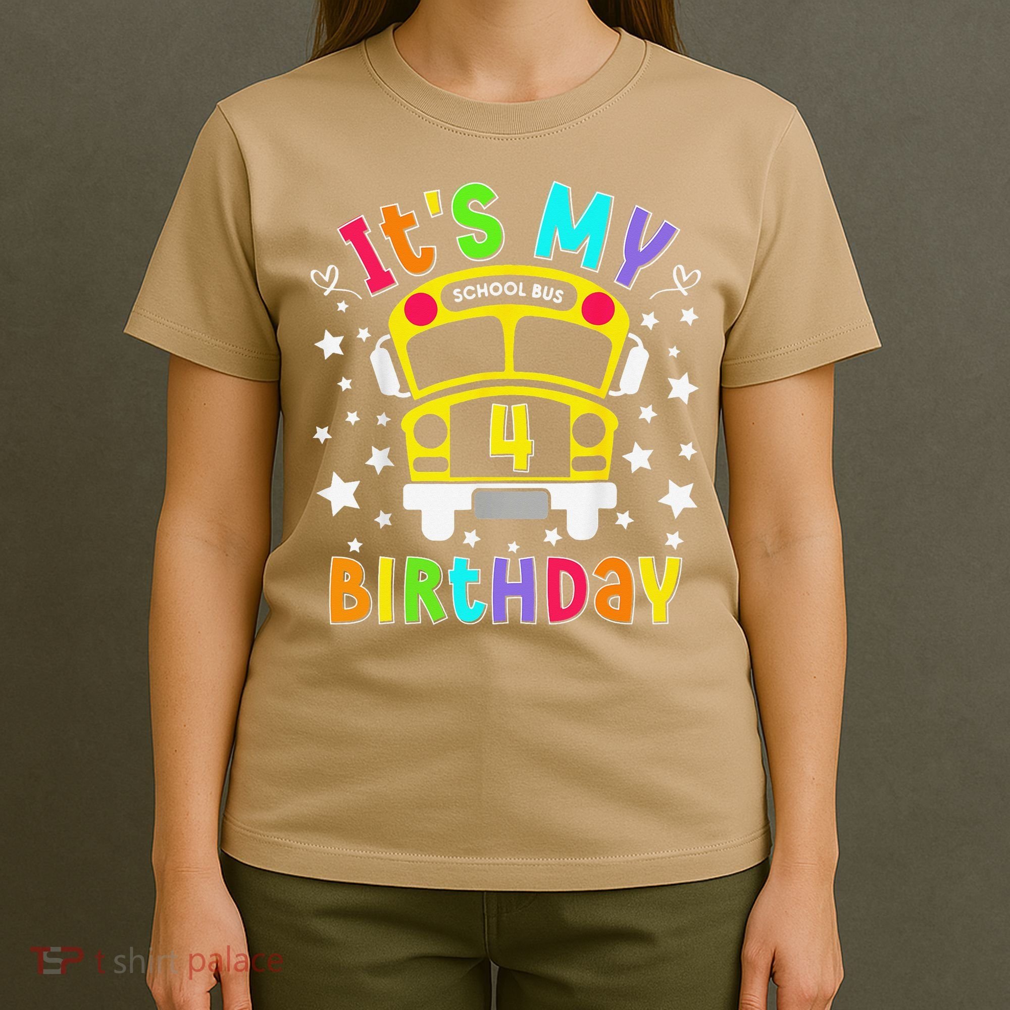 Funny School 4th Birthday Party School Bus Teacher Student T-Shirt