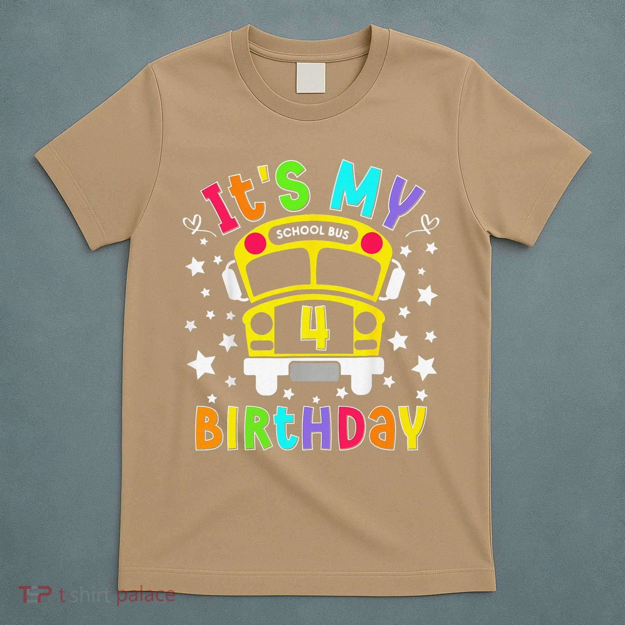 Funny School 4th Birthday Party School Bus Teacher Student T-Shirt