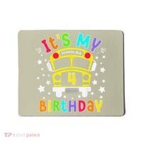 Funny School 4th Birthday Party School Bus Teacher Student Mousepad thumb 0
