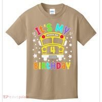 Funny School 4th Birthday Party School Bus Teacher Student Kids T-Shirt thumb 0